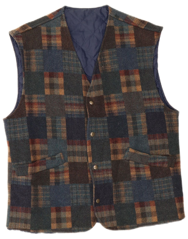Vintage herrevest IT 48 Medium Flerfarvet ternet uld