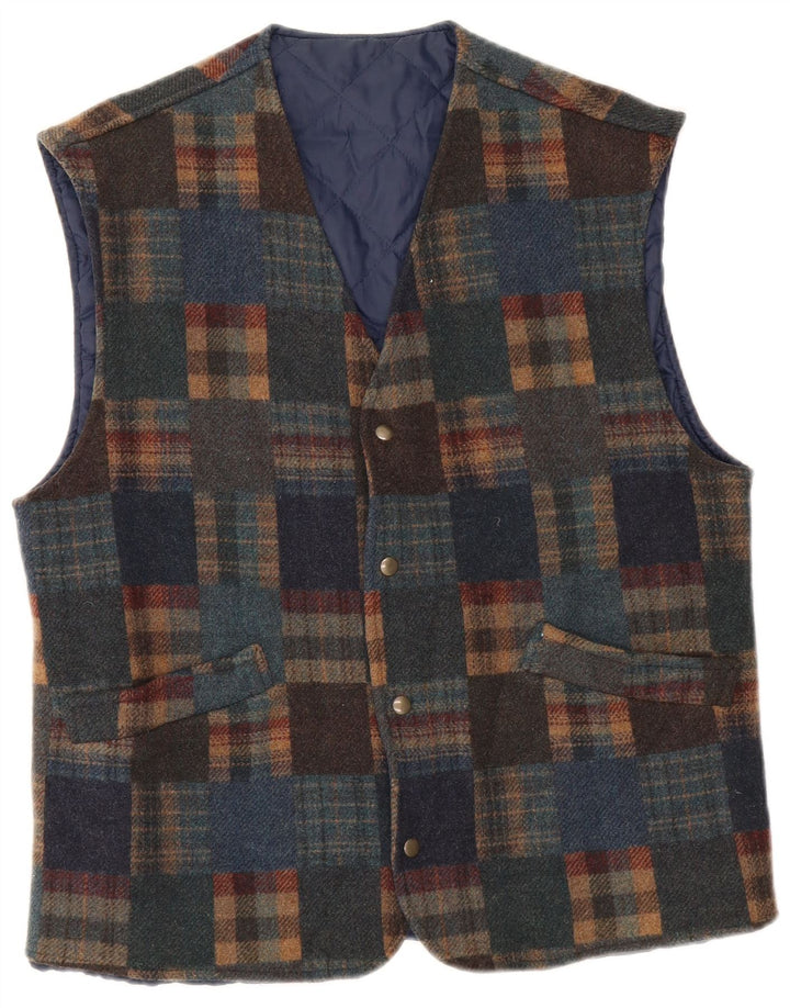 Vintage herrevest IT 48 Medium Flerfarvet ternet uld