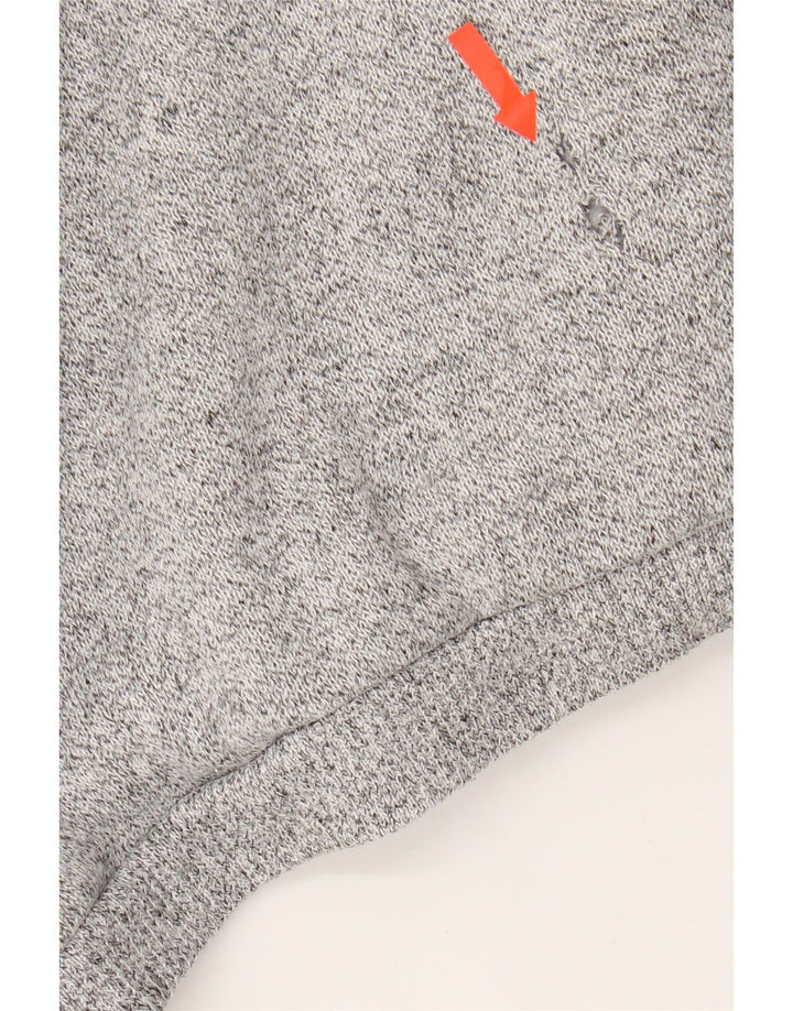 ARENA Womens Button Neck Hoodie Jumper UK 14 Medium Grey Colourblock Vintage Arena and Second-Hand Arena from Messina Hembry 