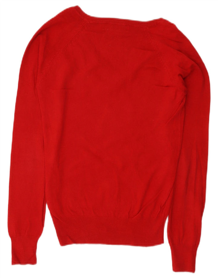 Zara Dame V-hals sweater UK 8 Lille rød bomuld