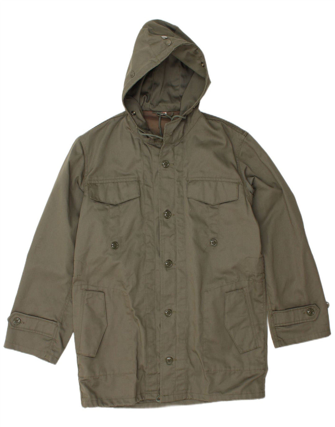 Vintage Herre Hooded Parka Jacket IT 46 Small Khaki