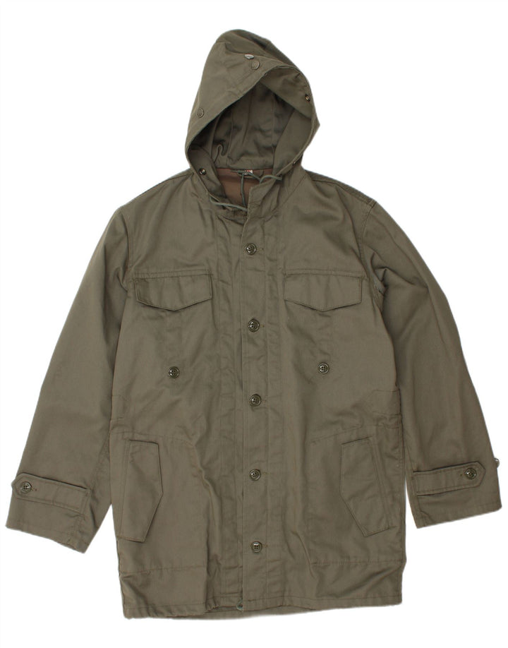 Vintage Herre Hooded Parka Jacket IT 46 Small Khaki