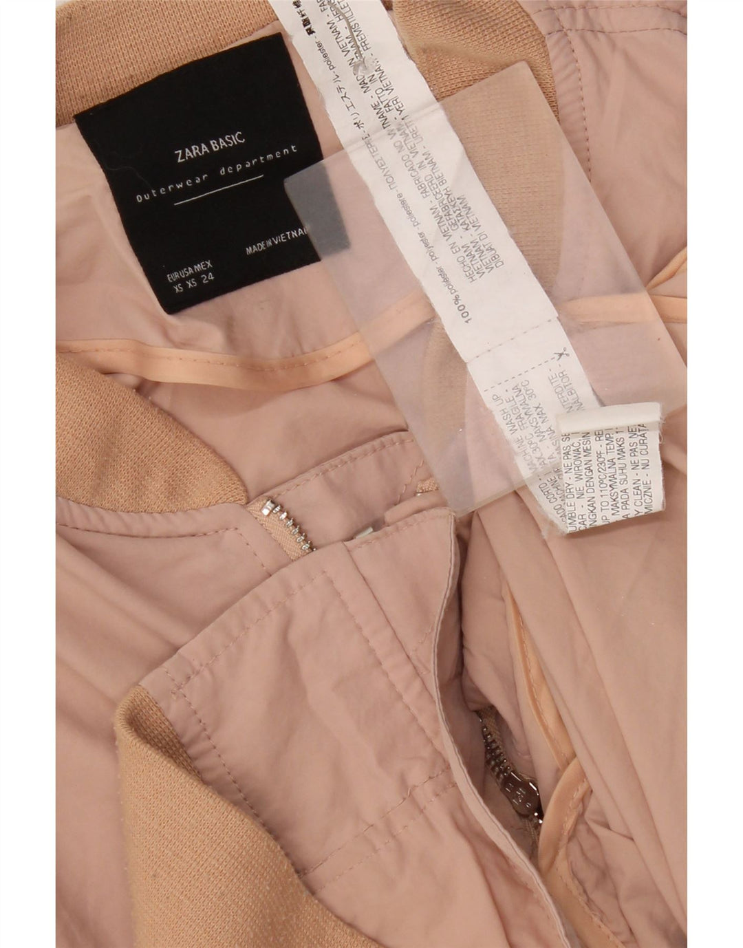 Zara Oversized Bomber Jacket UK 6 XS Pink Polyester
