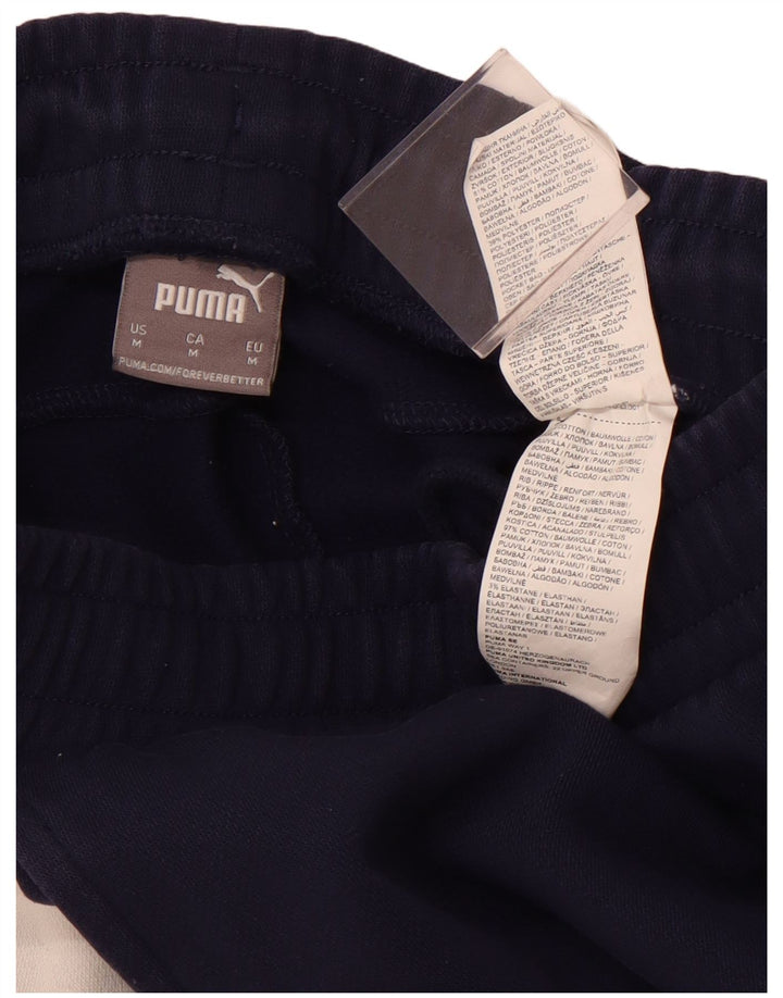 PUMA Mens Tracksuit Trousers Joggers Medium Navy Blue Colourblock Cotton