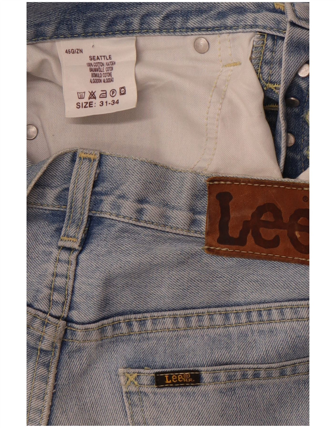 LEE Mens Seattle Straight Jeans W31 L34 Blue Cotton