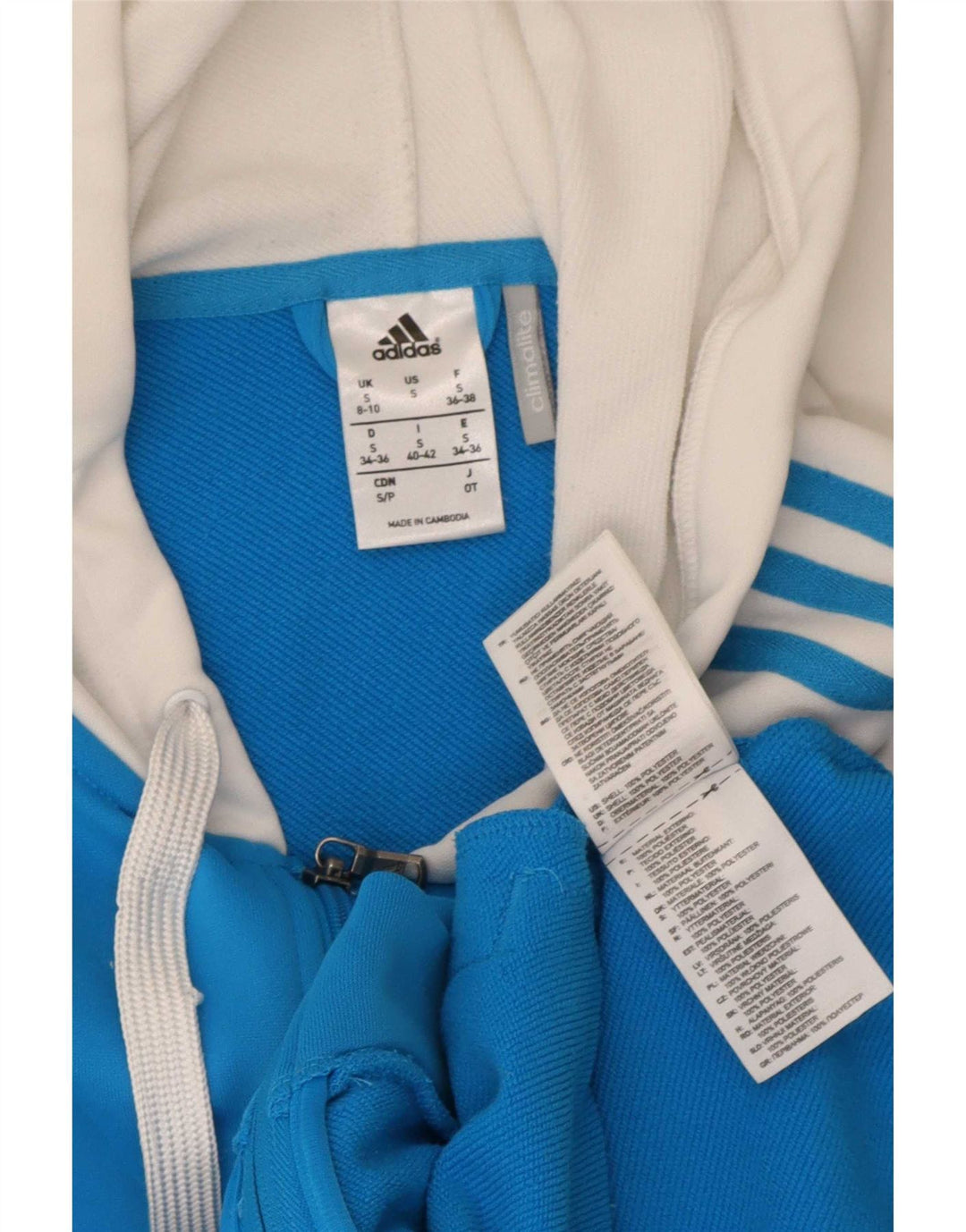 Adidas Dame Climalite Hættetrøje Sweater UK 8/10 Small Blue Polyester