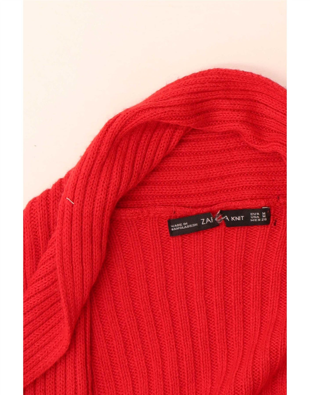 Zara Dame Cardigan Sweater UK 12 Medium Rød Akryl