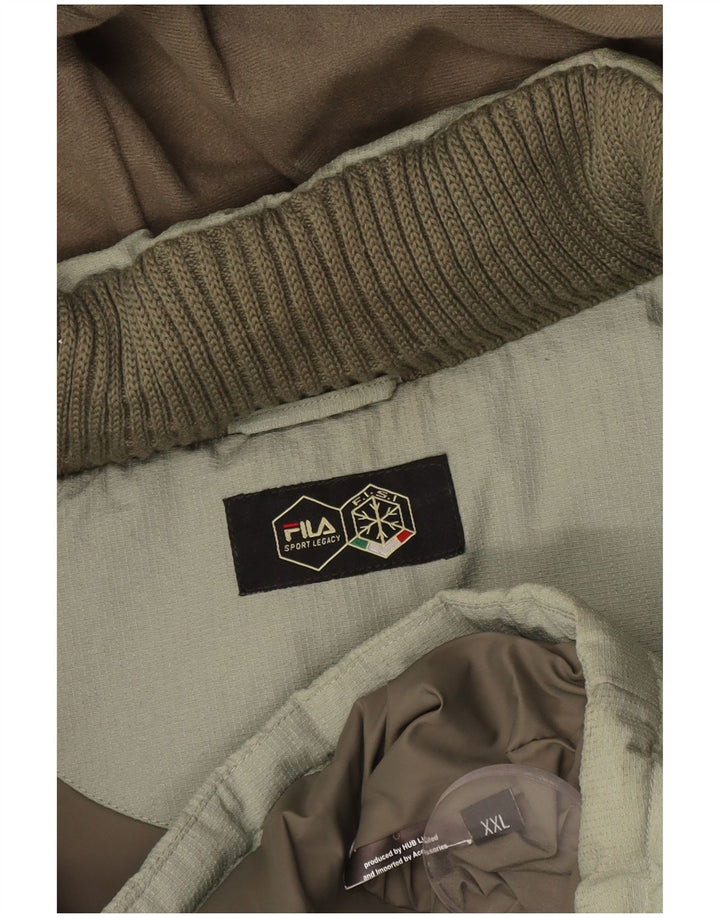 Fila Herre hættepolstret jakke UK 44 2XL Grøn Colourblock