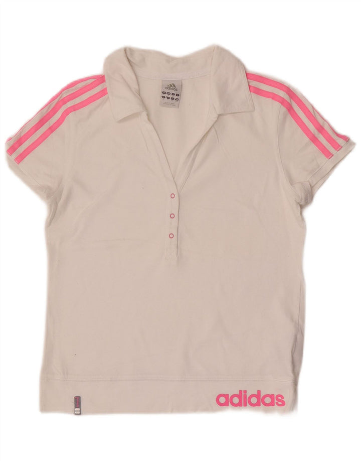 Adidas Graphic Polo shirt til kvinder UK 14 Medium White Bomuld