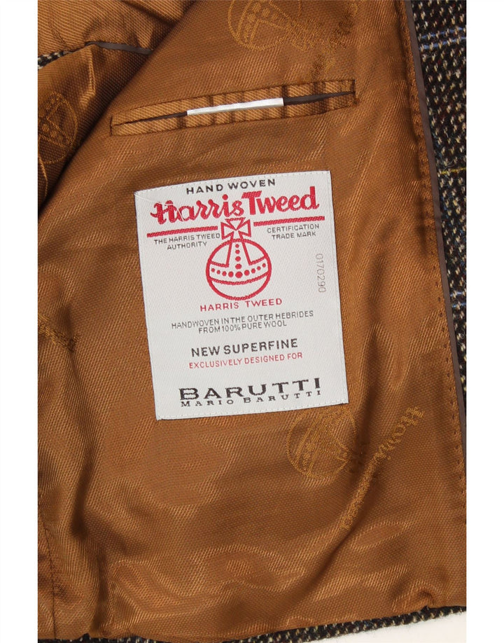 MARIO BARUTTI Mens 2 Button Blazer Jacket UK 40 Large Grey Check Wool Vintage Mario Barutti and Second-Hand Mario Barutti from Messina Hembry 