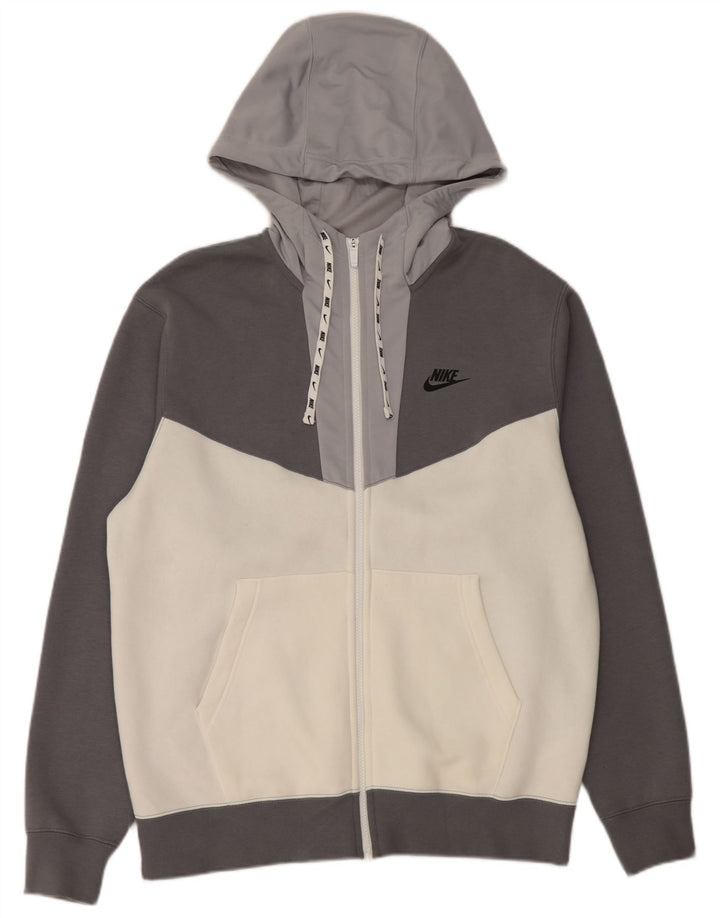 Nike Herre grafisk hættetrøje med lynlås mellemgrå Colourblock Bomuld
