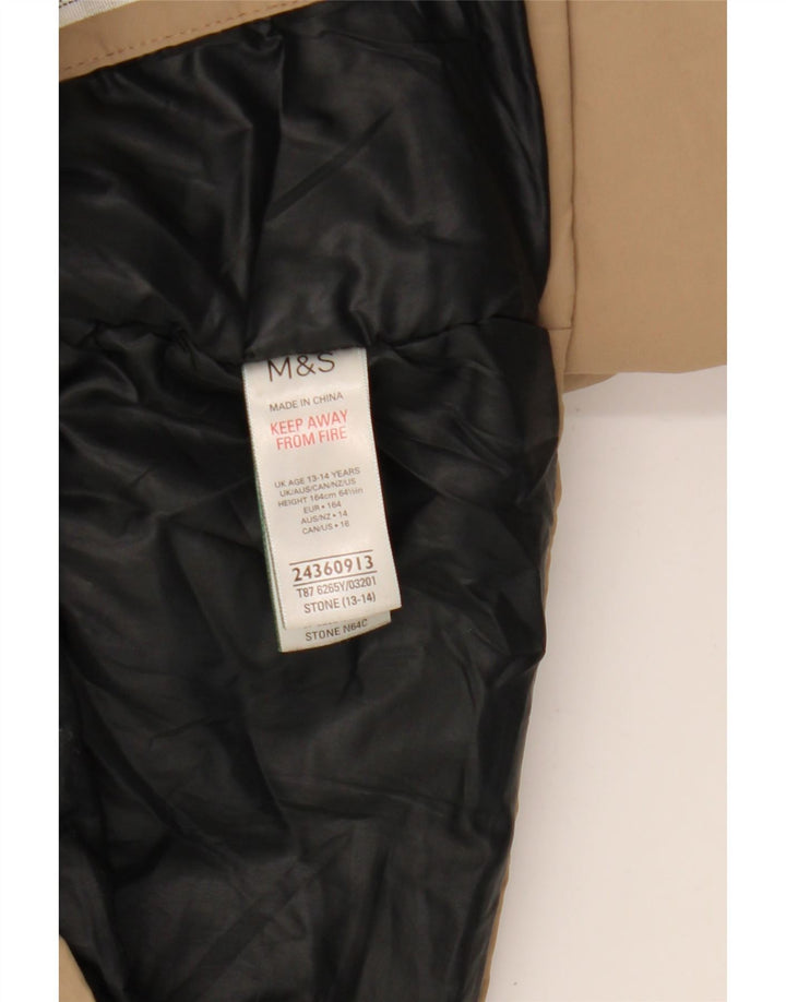 Marks & Spencer Boys Windbreaker-jakke med hætte 13-14 år Beige polyamid