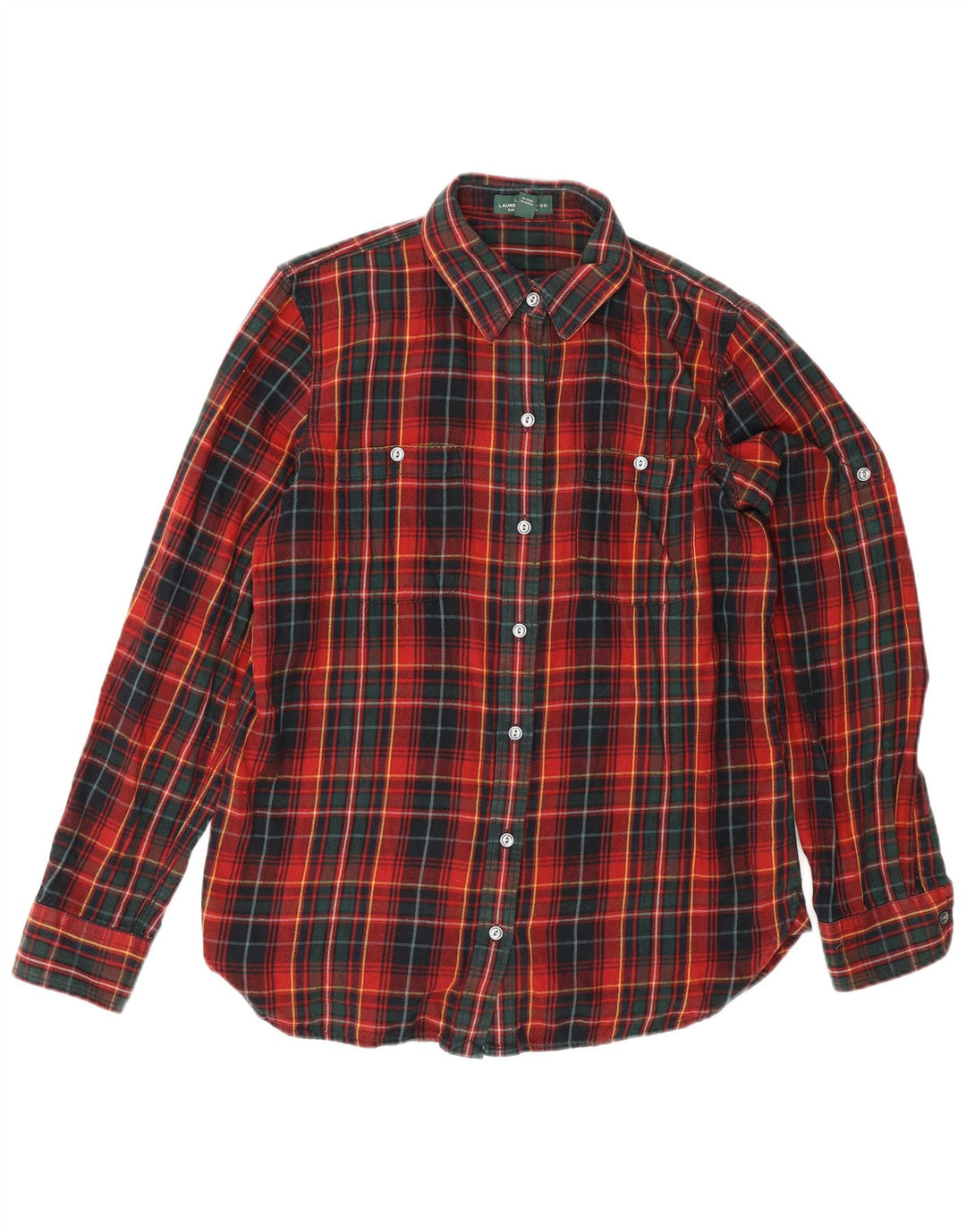 Ralph Lauren Dame Flanelskjorte UK 14 Medium Rød Ternet Bomuld