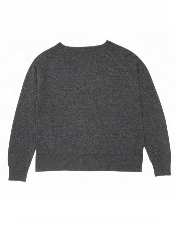 Zara Dame Oversized Bluse Top UK 10 Small Grå Flecked Viscose