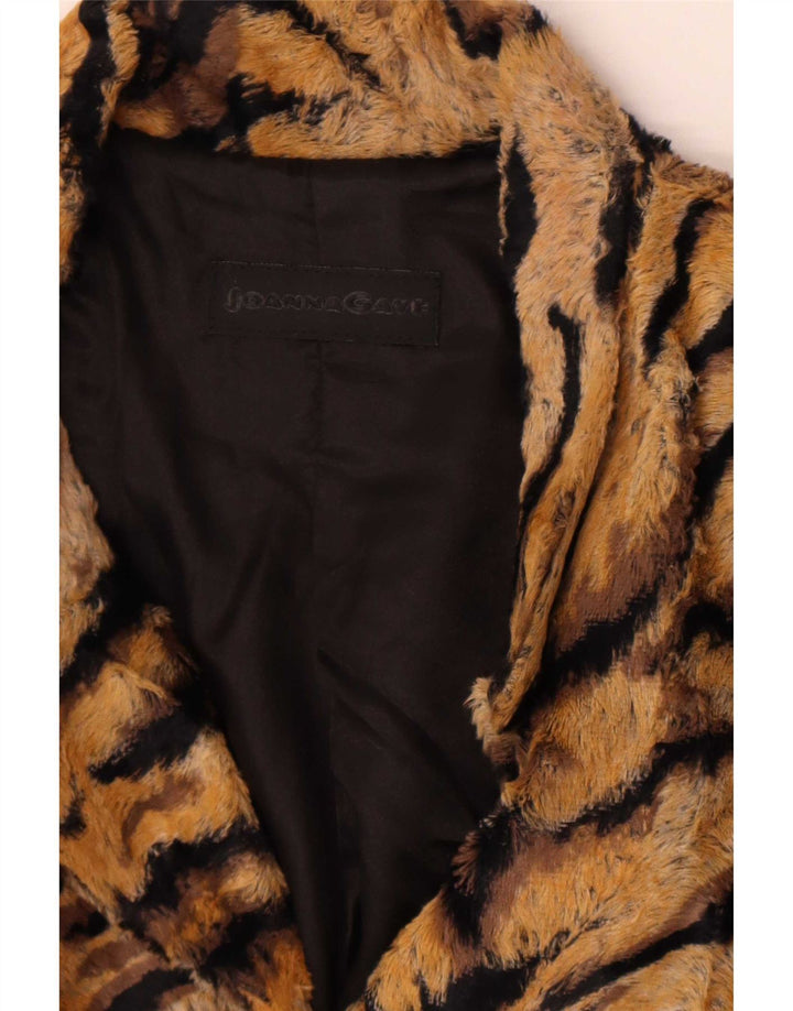 Vintage dame 4-knaps blazerjakke UK 12 medium brun dyreprint