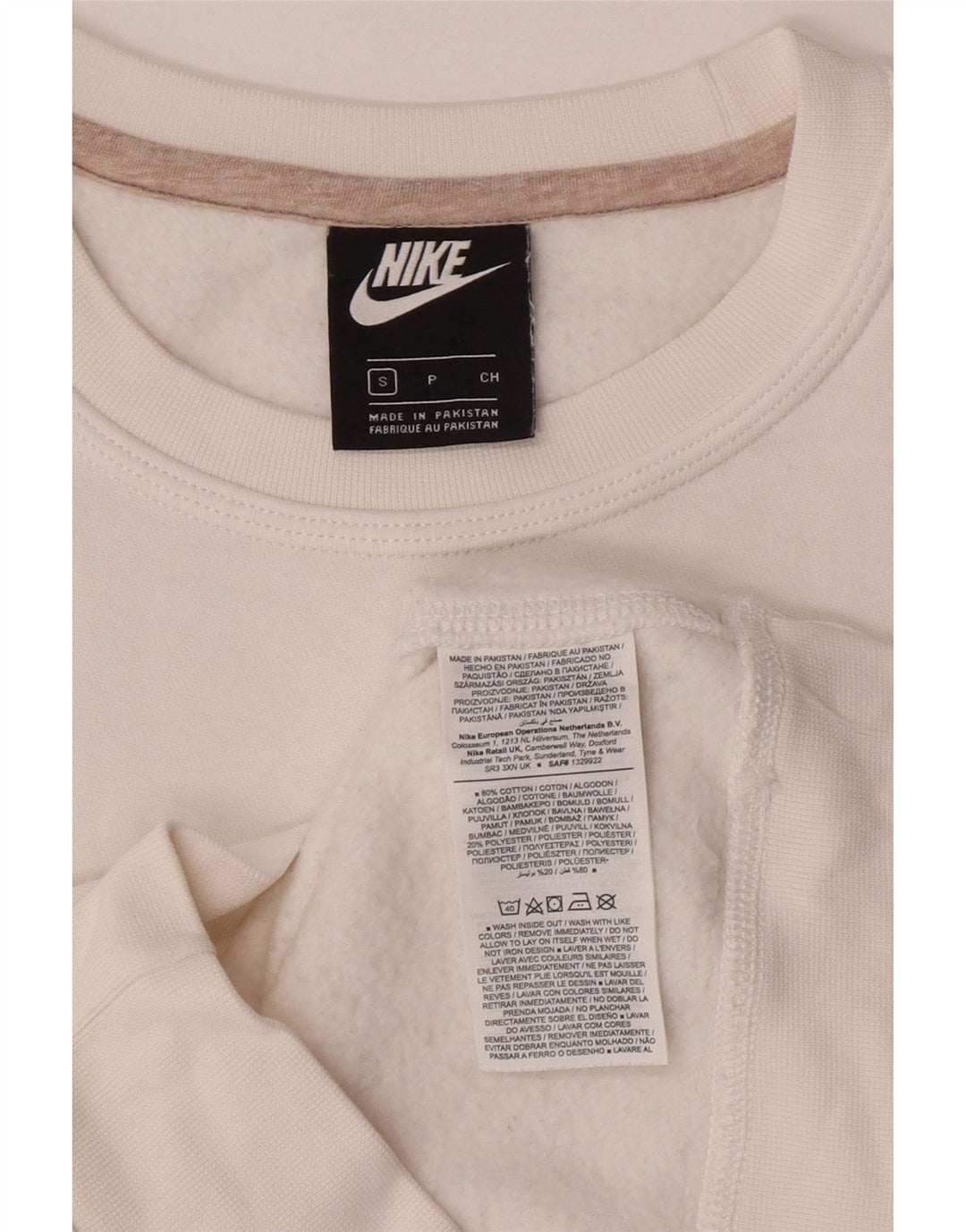 Nike Dame Sweatshirt Jumper UK 10 Small White Bomuld