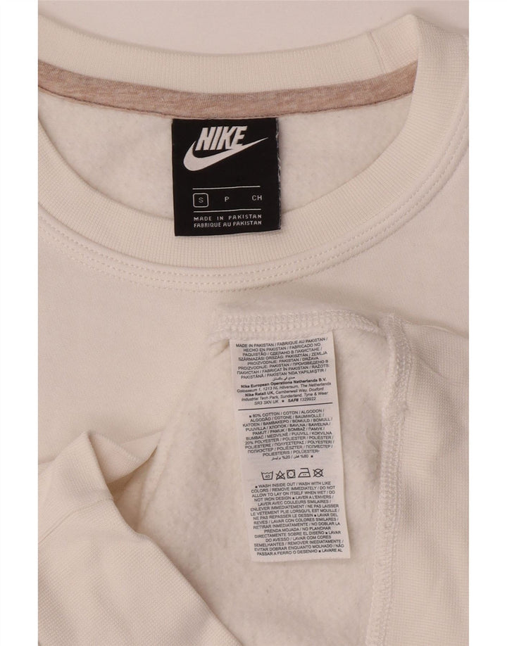 Nike Dame Sweatshirt Jumper UK 10 Small White Bomuld