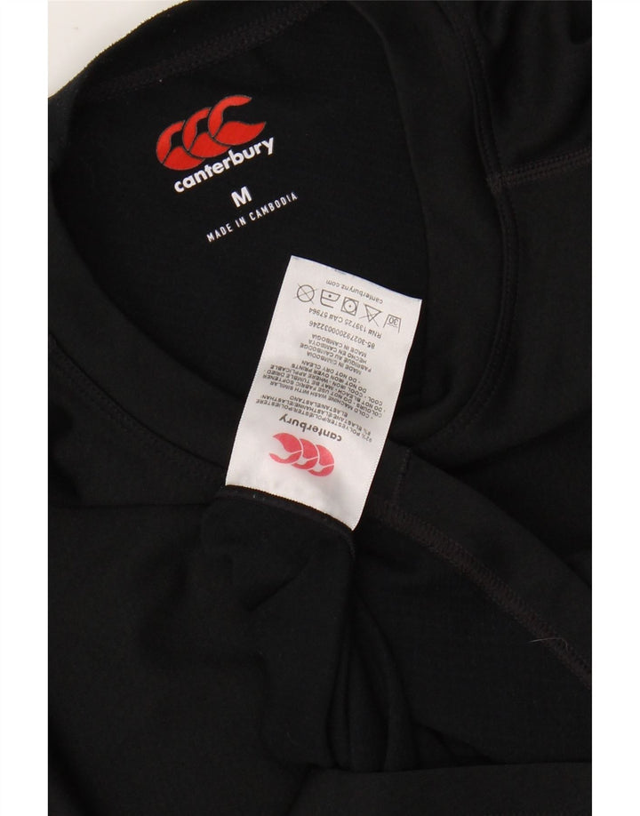 CANTERBURY Dame Grafisk Top Langærmet UK 12 Medium Sort Polyester