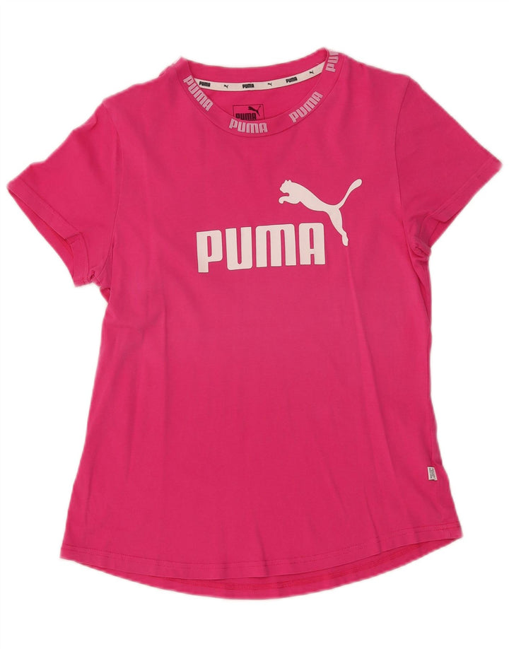Puma Grafisk T-Shirt Top UK 14 Medium Pink Bomuld