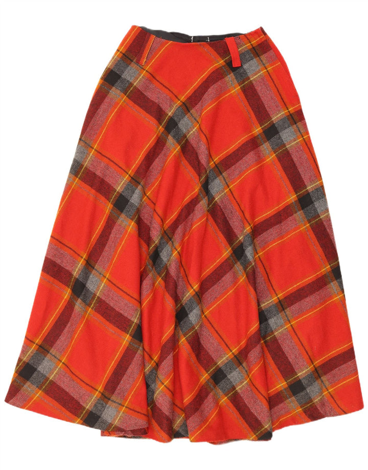 Vintage Kvinders Flared Nederdel W28 Medium Rød Plaid