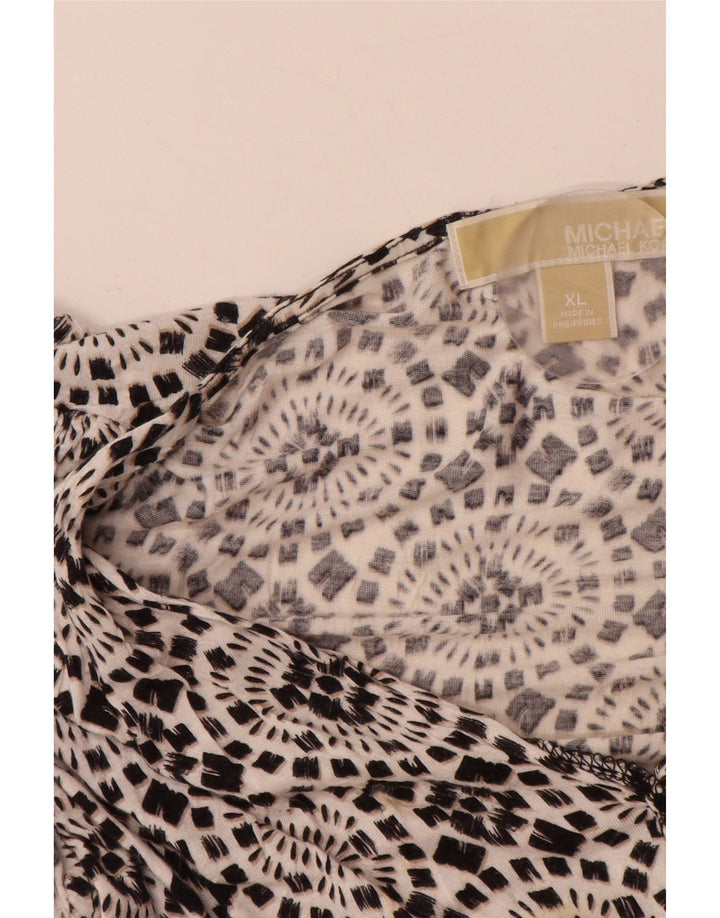 MICHAEL KORS Dame Ærmeløs A-Line Kjole UK 18 XL Sort Floral Rayon