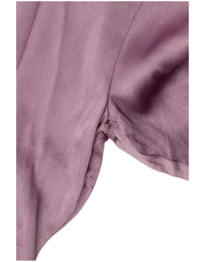 Zara Womens Crop Langærmet Bluse Top UK 12 Medium Purple