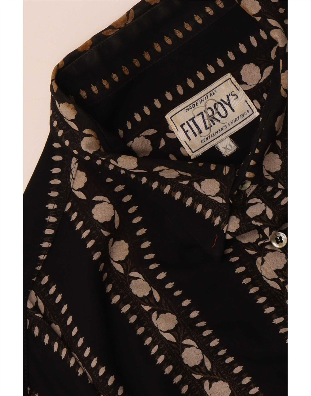 Vintage herreskjorte XL sort blomstret