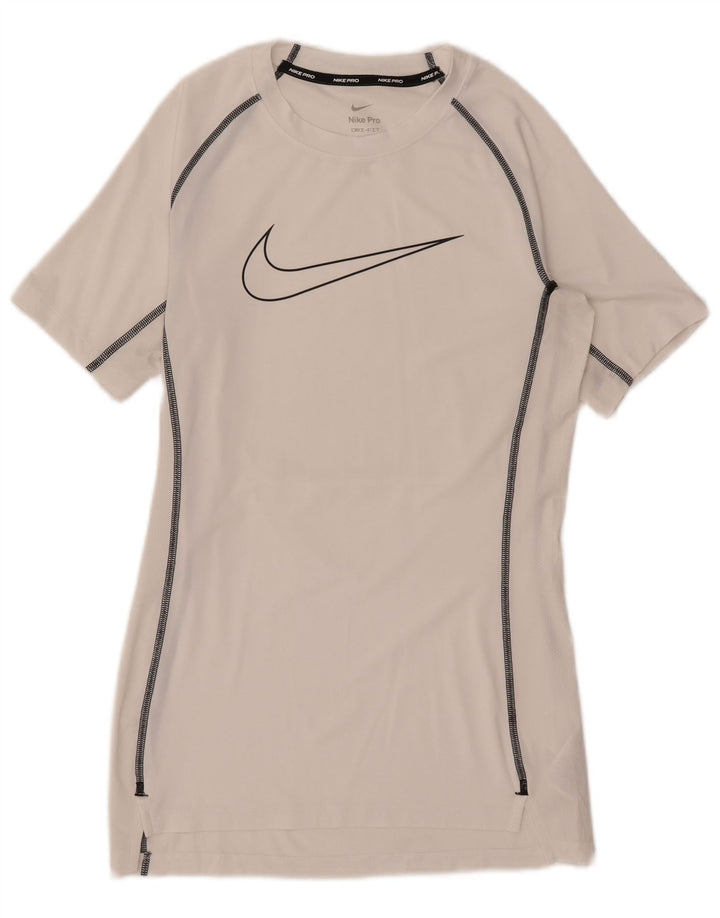 Nike Herre Dri Fit grafisk T-shirt Top Medium White Polyester