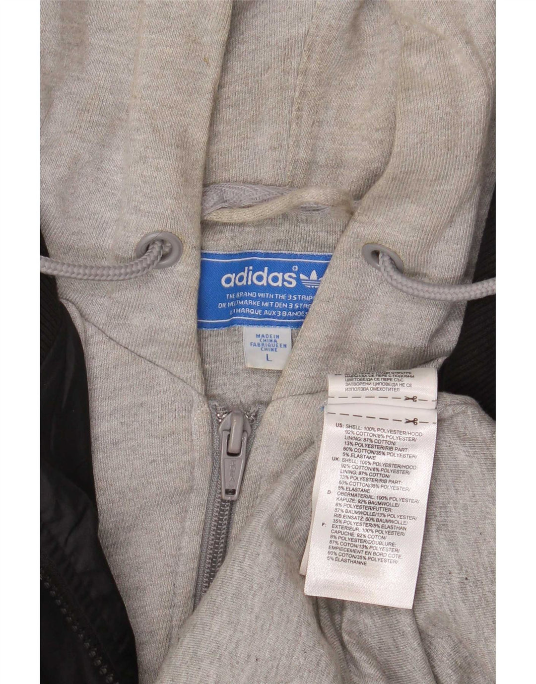 Adidas Herre Hooded Bomber Jacket UK 40 Large Black Colourblock Polyester