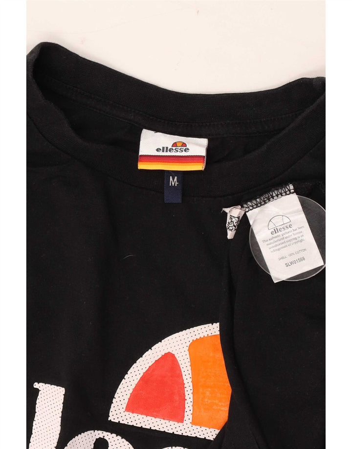 Ellesse Herre Grafisk T-Shirt Top Medium Sort Bomuld