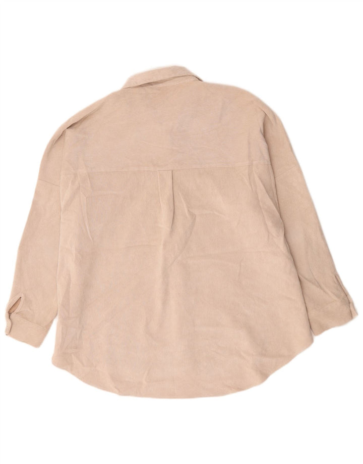 Zara Dame Oversized Shirt UK 18 XL Beige Polyester