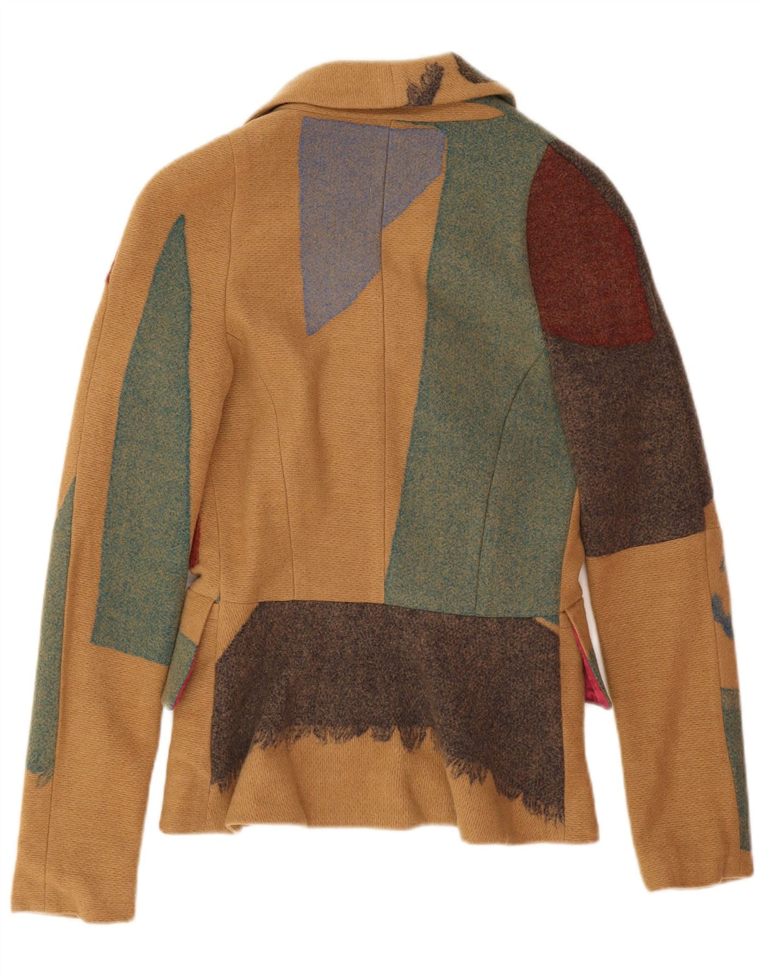 Desigual Womens Graphic 3-knaps blazerjakke UK 8 Small Beige Patchwork