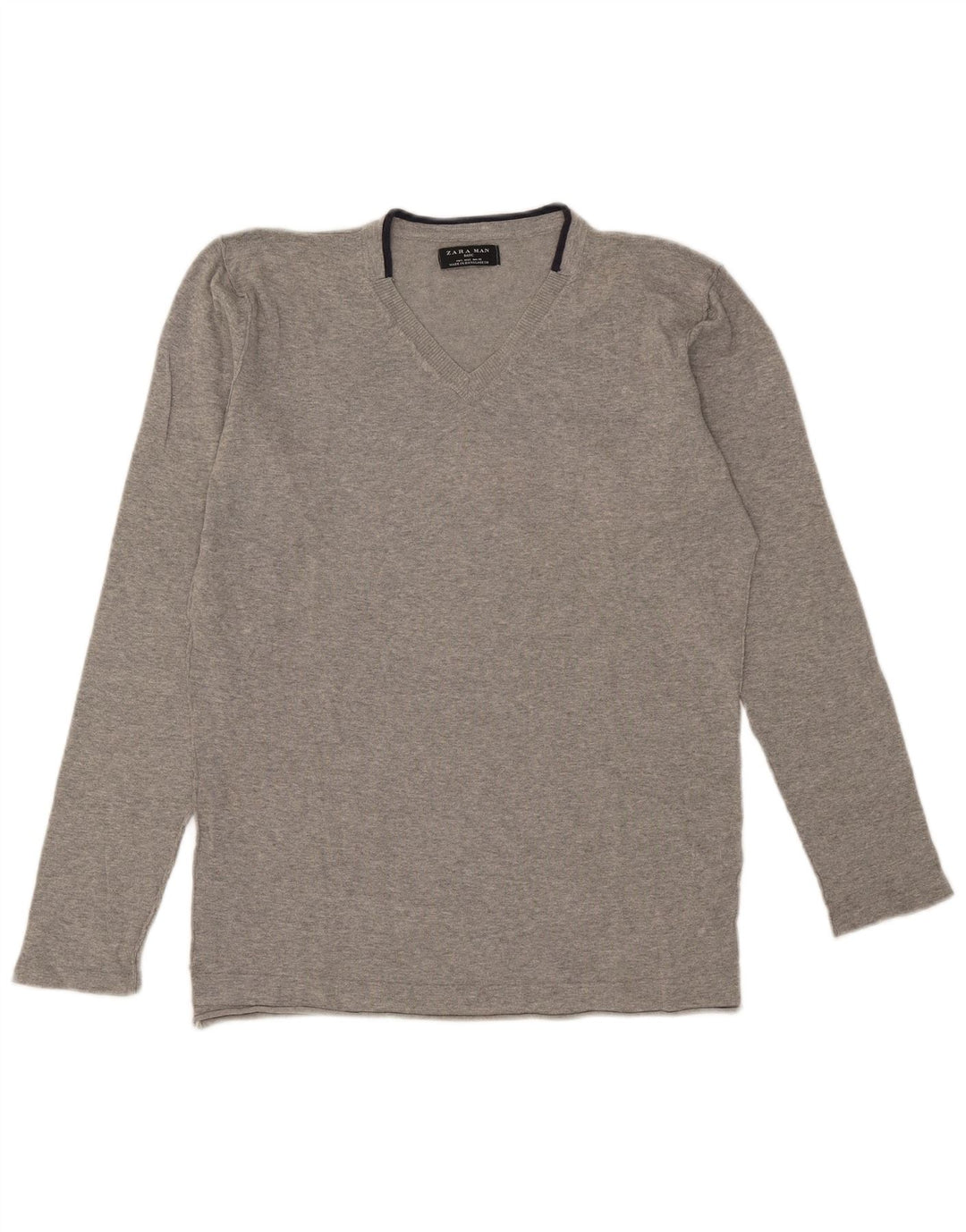 Zara Herre V-hals sweater Stor Grå Bomuld
