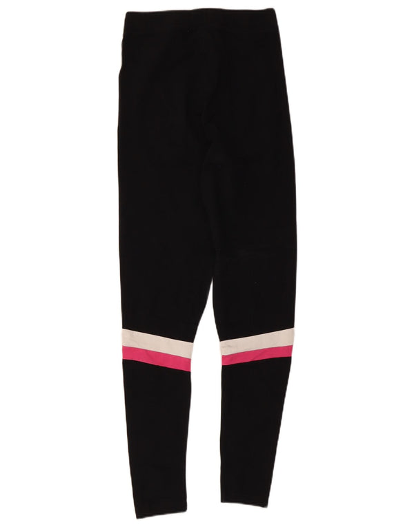 Fila Womens Graphic Leggings UK 4 XS Black Colourblock Cotton