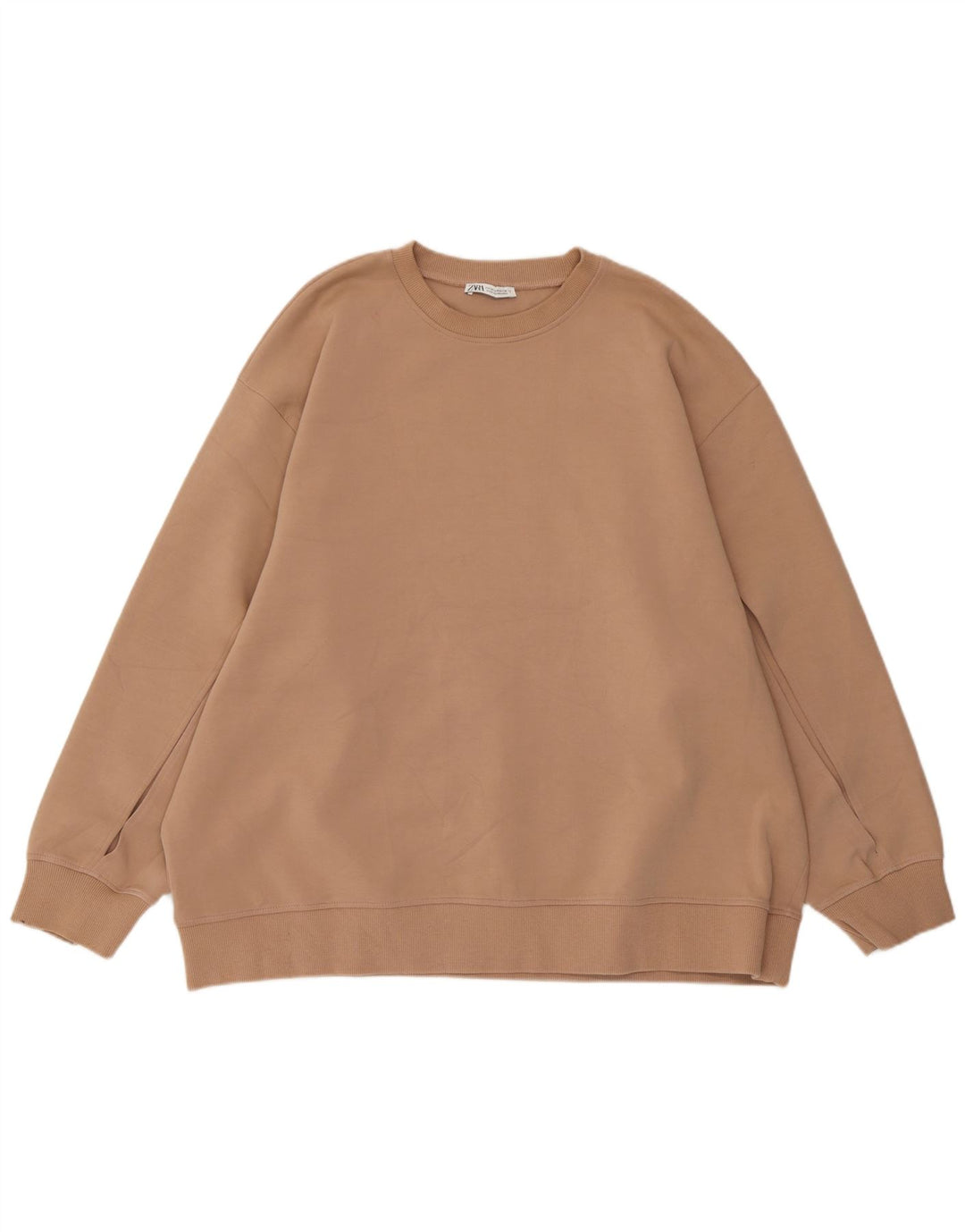 Zara Dame Oversized Sweatshirt Jumper UK 14 Medium Beige Bomuld