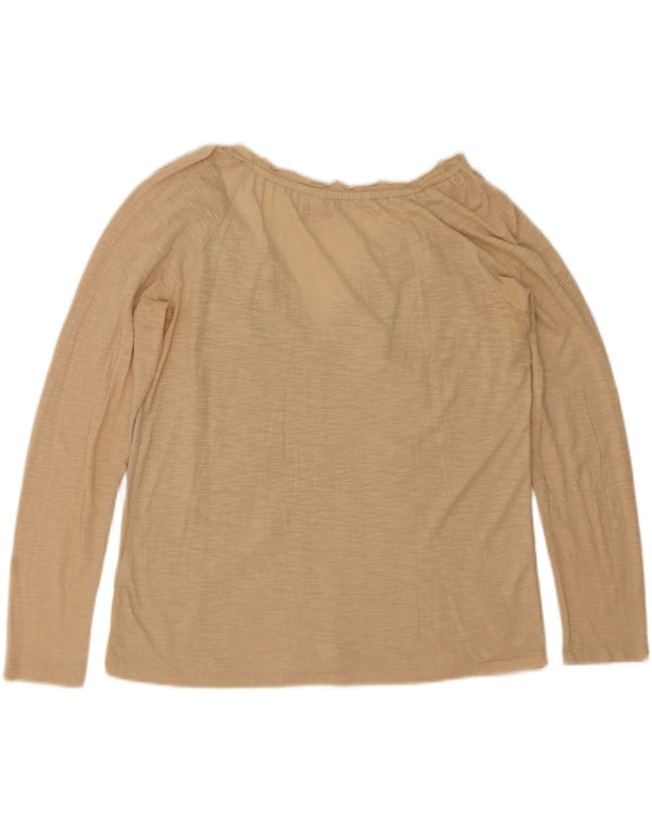 Napapijri Dame Langærmet Bluse Top UK 18 XL Beige Stribet