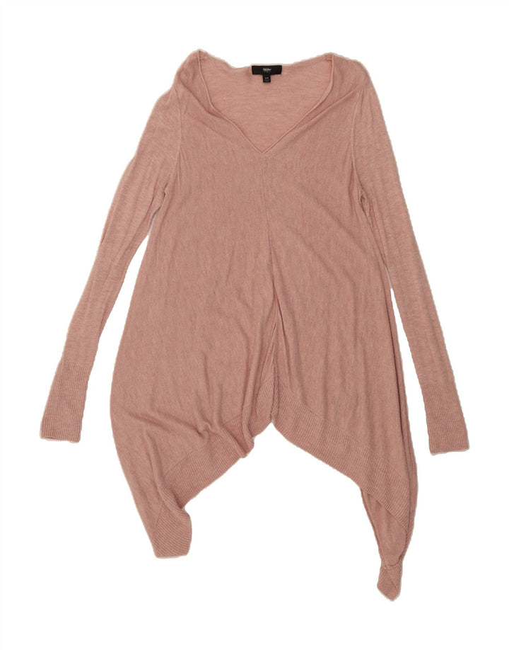 MOSSIMO Womens Longline Asymmetric V-Neck Jumper Sweater UK 10 Small Pink Vintage Mossimo and Second-Hand Mossimo from Messina Hembry 
