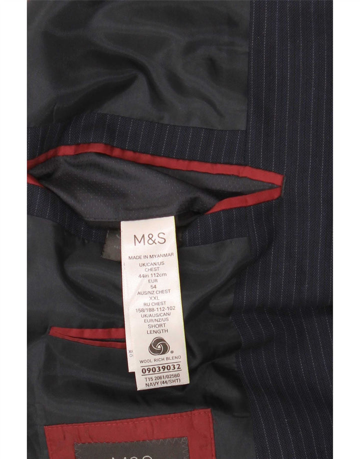 Marks & Spencer Herre 2-knaps blazerjakke UK 44 XL Marineblå nålestribe