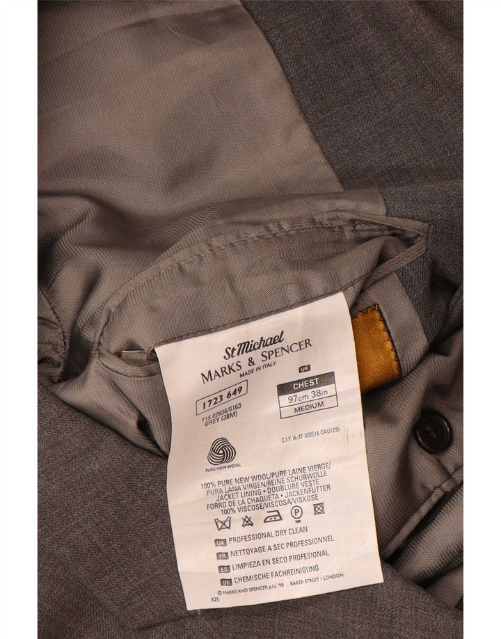Marks & Spencer Herre 3-knaps blazerjakke UK 38 Medium Grey New Wool