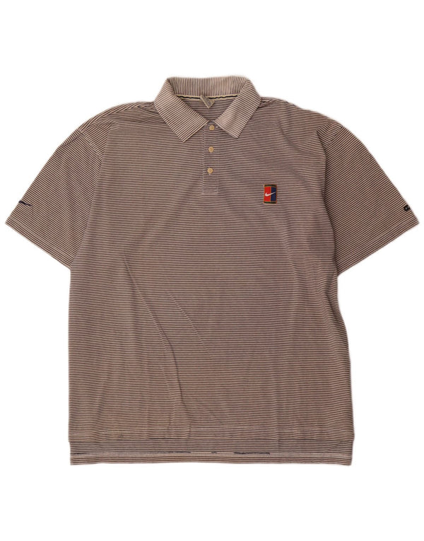 Nike Mens Polo Shirt 2XL Grey Striped Cotton