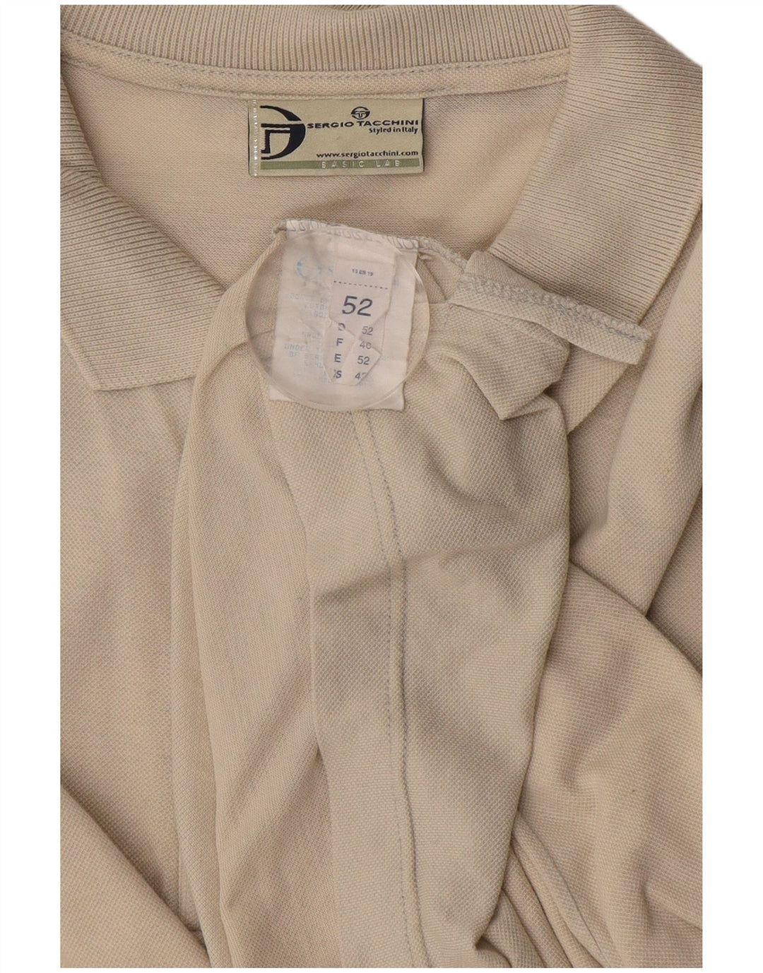 SERGIO TACCHINI Langærmet poloskjorte til mænd IT 52 Large Off White Bomuld