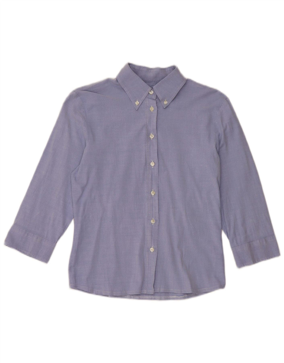 Benetton skjorte med 3/4 ærmer til kvinder UK 10 Lille blå bomuld