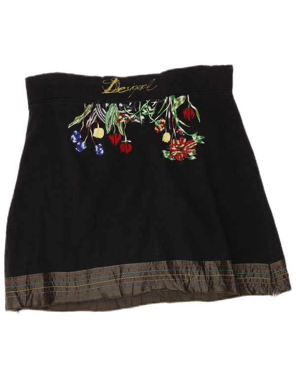 Desigual Dame Mini-nederdel Small W27 Black Floral Bomuld