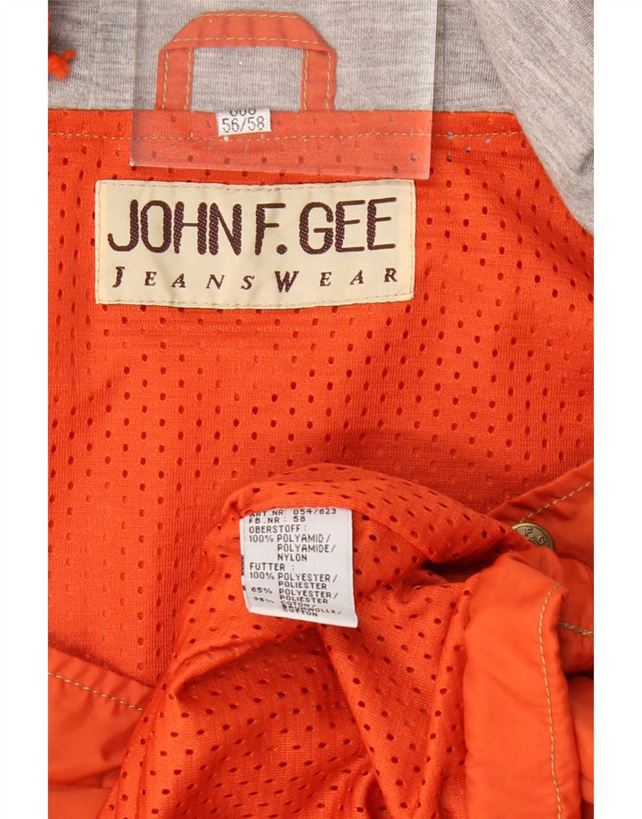JOHN F GEE Herre grafisk hættejakke anorak EU 56 3XL Orange polyamid