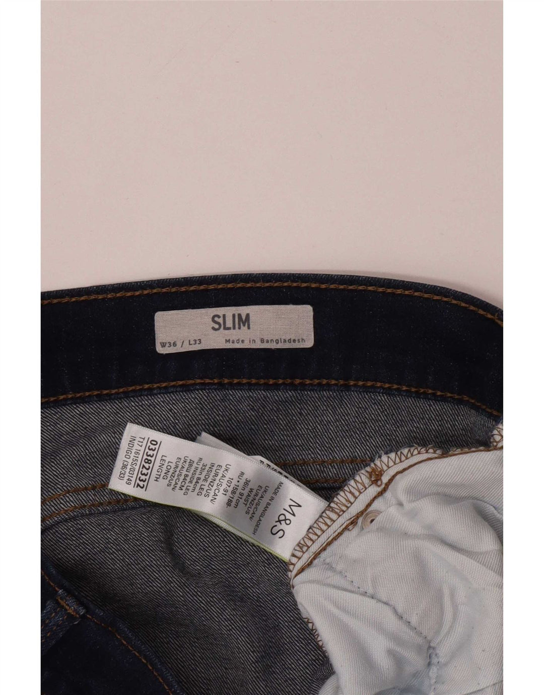 Marks & Spencer Herre Slim Jeans W36 L33 Marineblå Bomuld