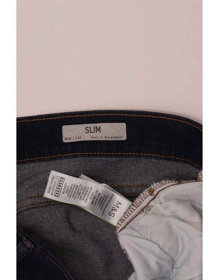 Marks & Spencer Herre Slim Jeans W36 L33 Marineblå Bomuld