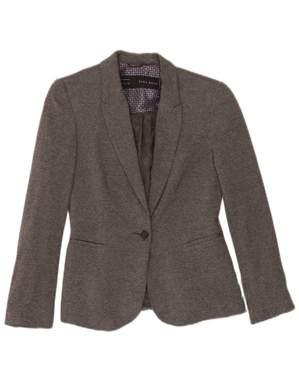Zara Dame 1-knaps blazerjakke UK 6 XS Grå Viscose