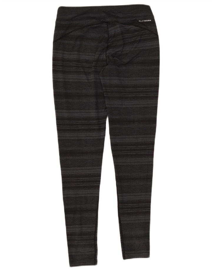 REEBOK Womens Leggings UK 10 Small Grey Pinstripe Polyester