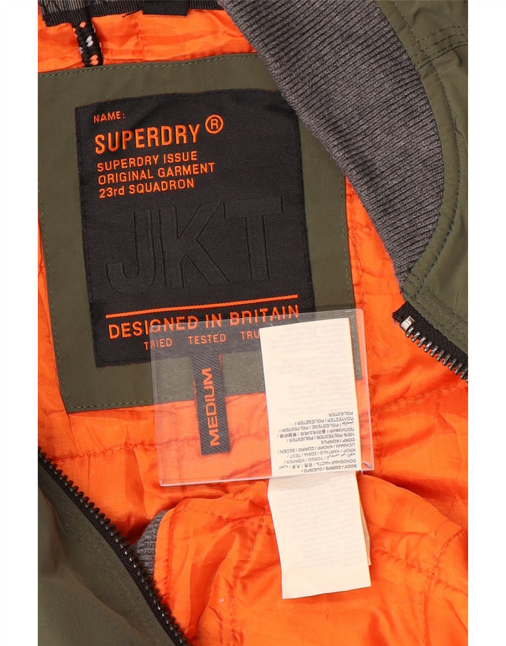 Superdry Bomber Jacket UK 38 Medium Khaki Colourblock Polyester