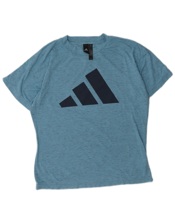 Adidas grafisk T-shirt top til kvinder DK 12/14 Medium Blue Flecked Polyester